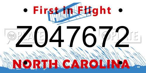 Z047672 North Carolina License Plate