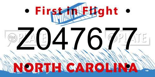 Z047677 North Carolina License Plate