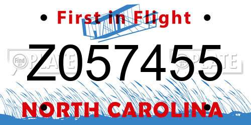 Z057455 North Carolina License Plate