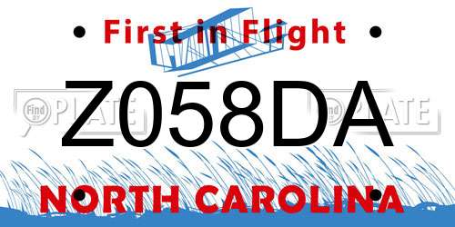 Z058DA North Carolina License Plate