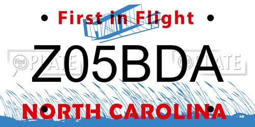 Z05BDA North Carolina License Plate
