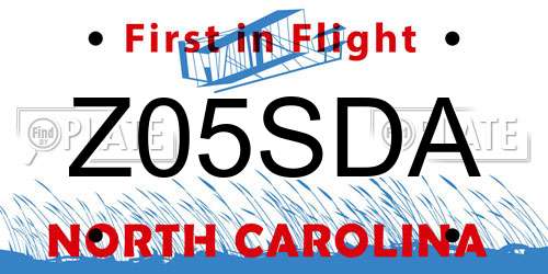Z05SDA North Carolina License Plate