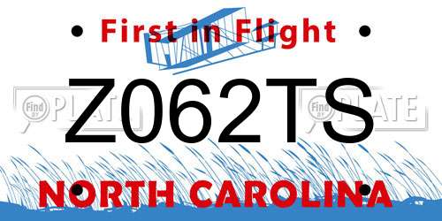 Z062TS North Carolina License Plate