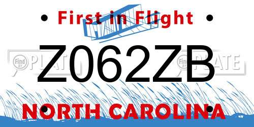 Z062ZB North Carolina License Plate