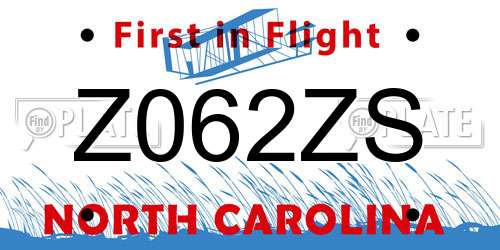 Z062ZS North Carolina License Plate