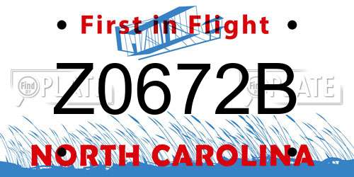 Z0672B North Carolina License Plate