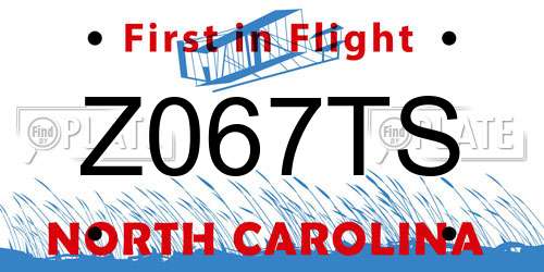 Z067TS North Carolina License Plate