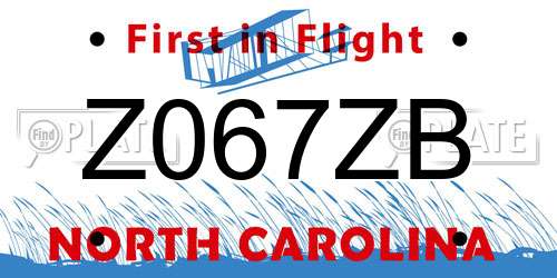 Z067ZB North Carolina License Plate