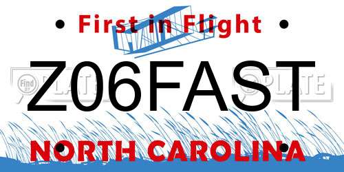 Z06FAST North Carolina License Plate