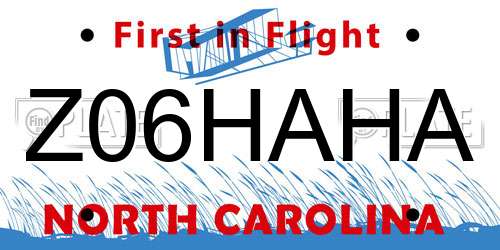 Z06HAHA North Carolina License Plate