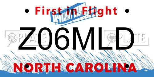 Z06MLD North Carolina License Plate