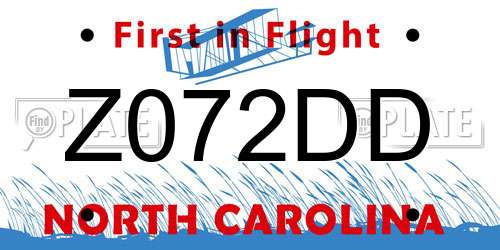 Z072DD North Carolina License Plate
