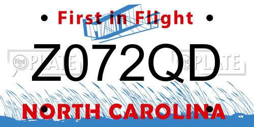 Z072QD North Carolina License Plate