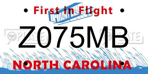 Z075MB North Carolina License Plate