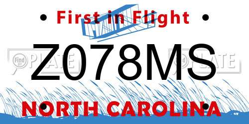 Z078MS North Carolina License Plate