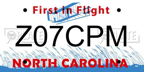 Z07CPM North Carolina License Plate