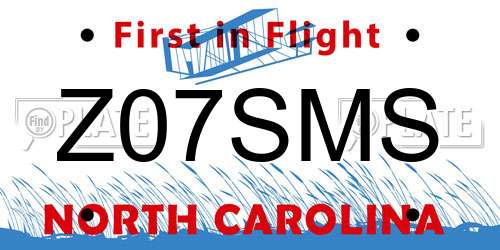 Z07SMS North Carolina License Plate