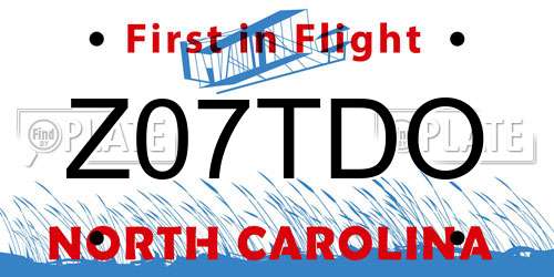 Z07TDO North Carolina License Plate