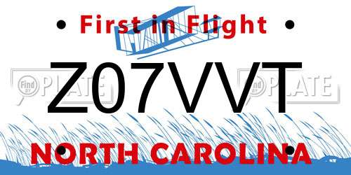 Z07VVT North Carolina License Plate