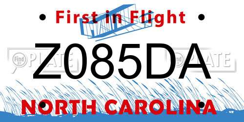 Z085DA North Carolina License Plate
