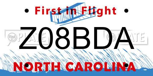 Z08BDA North Carolina License Plate