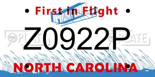 Z0922P North Carolina License Plate