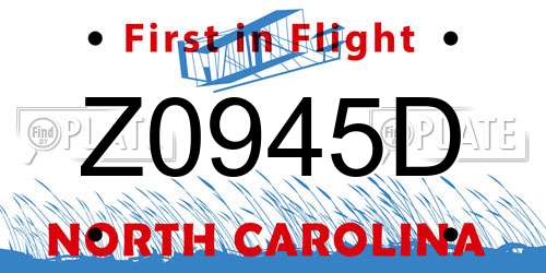 Z0945D North Carolina License Plate