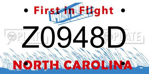 Z0948D North Carolina License Plate