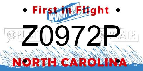 Z0972P North Carolina License Plate