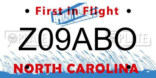 Z09ABO North Carolina License Plate