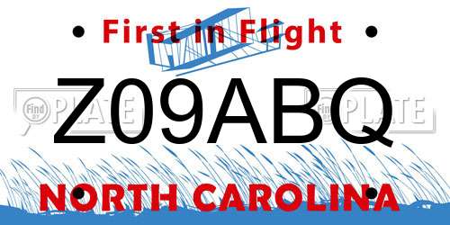 Z09ABQ North Carolina License Plate