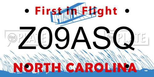 Z09ASQ North Carolina License Plate