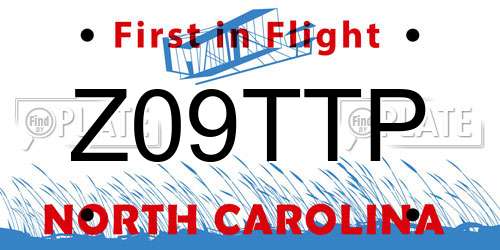 Z09TTP North Carolina License Plate
