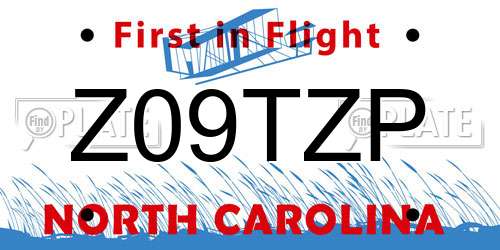 Z09TZP North Carolina License Plate
