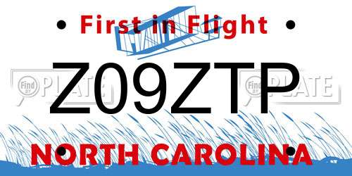 Z09ZTP North Carolina License Plate