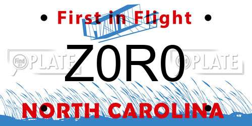 Z0R0 North Carolina License Plate