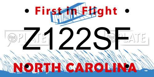 Z122SF North Carolina License Plate