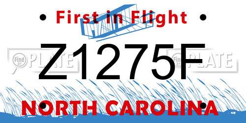 Z1275F North Carolina License Plate