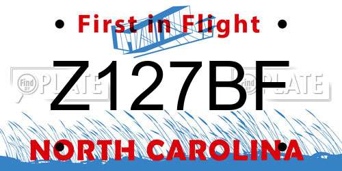 Z127BF North Carolina License Plate
