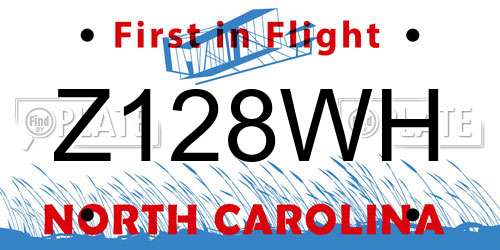 Z128WH North Carolina License Plate