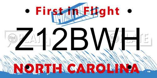 Z12BWH North Carolina License Plate