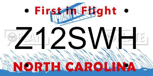 Z12SWH North Carolina License Plate