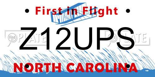 Z12UPS North Carolina License Plate