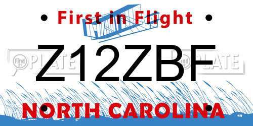 Z12ZBF North Carolina License Plate