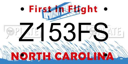 Z153FS North Carolina License Plate