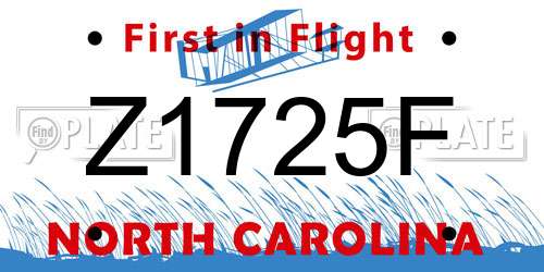 Z1725F North Carolina License Plate