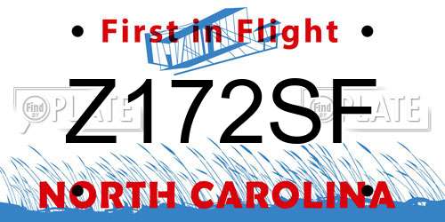 Z172SF North Carolina License Plate