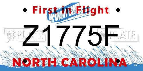 Z1775F North Carolina License Plate