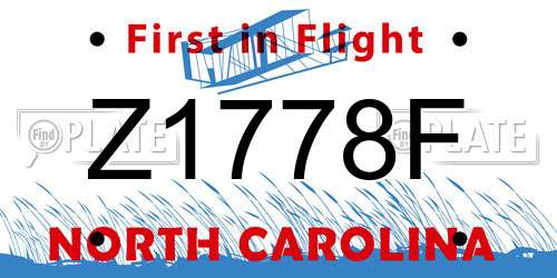Z1778F North Carolina License Plate