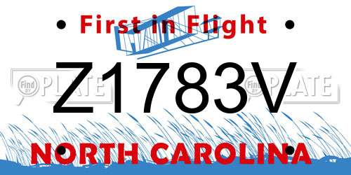 Z1783V North Carolina License Plate